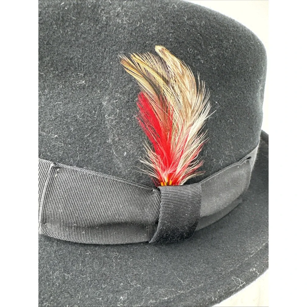 Lite Felt Black Wool Fedora‎ Hat Medium Packable Water Repellent Made in USA